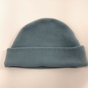 LL Bean older tag light blue fleece youth round top winter cuff hat